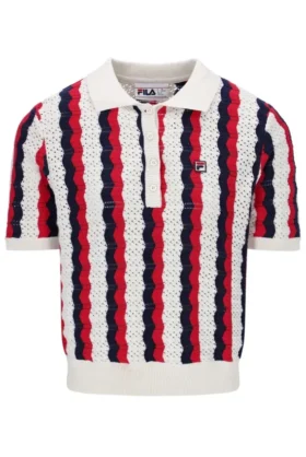 Polo Porto in maglia con strisce all’uncinetto