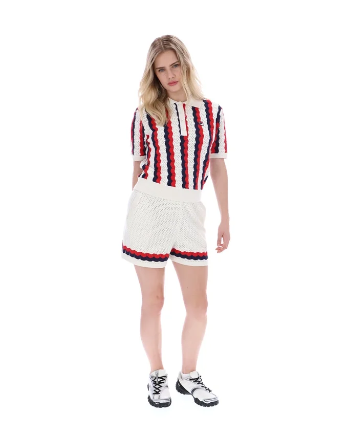 Polo Porto in maglia con strisce all'uncinetto