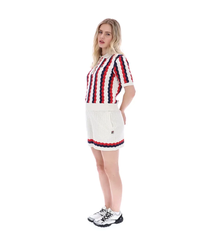 Polo Porto in maglia con strisce all'uncinetto