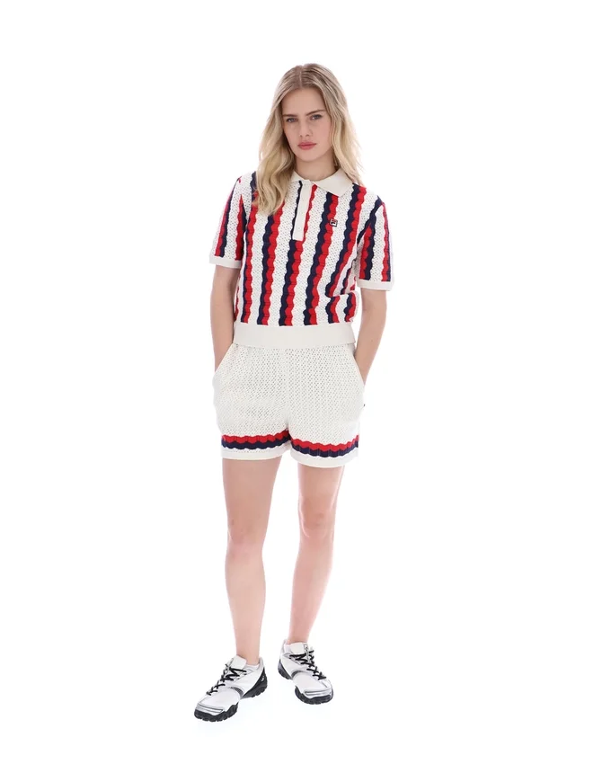 Polo Porto in maglia con strisce all'uncinetto