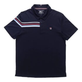 Polo sportiva casual a maniche corte con strisce a contrasto, per uomo, blu