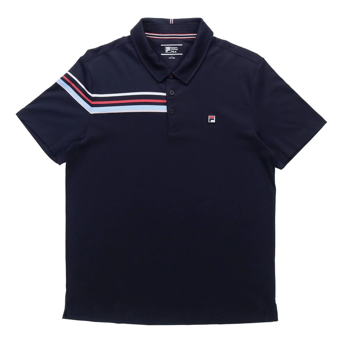 Polo sportiva casual a maniche corte con strisce a contrasto, per uomo, blu