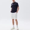 Polo sportiva casual a maniche corte con strisce a contrasto, per uomo, blu