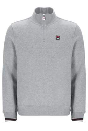 Ramy F-Box grigio melange con zip a 1/4 e polsini tinti in filo