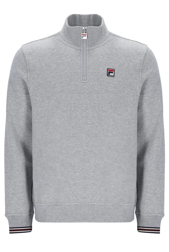 Ramy F-Box grigio melange con zip a 1/4 e polsini tinti in filo