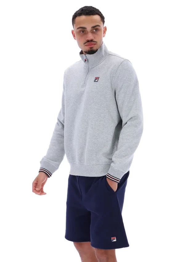 Ramy F-Box grigio melange con zip a 1/4 e polsini tinti in filo