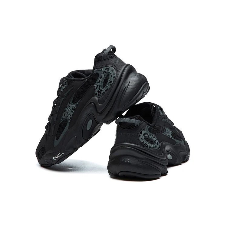 Scarpe da corsa basse con stampa leopardata, nero/verde