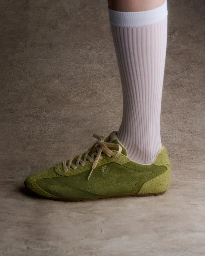 Scarpe da ginnastica Ritmo in pelle scamosciata verde da donna