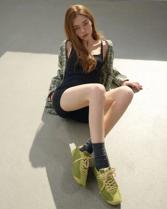 Scarpe da ginnastica Ritmo in pelle scamosciata verde da donna