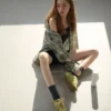 Scarpe da ginnastica Ritmo in pelle scamosciata verde da donna