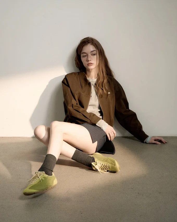 Scarpe da ginnastica Ritmo in pelle scamosciata verde da donna