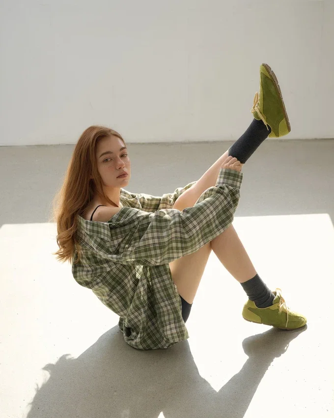 Scarpe da ginnastica Ritmo in pelle scamosciata verde da donna