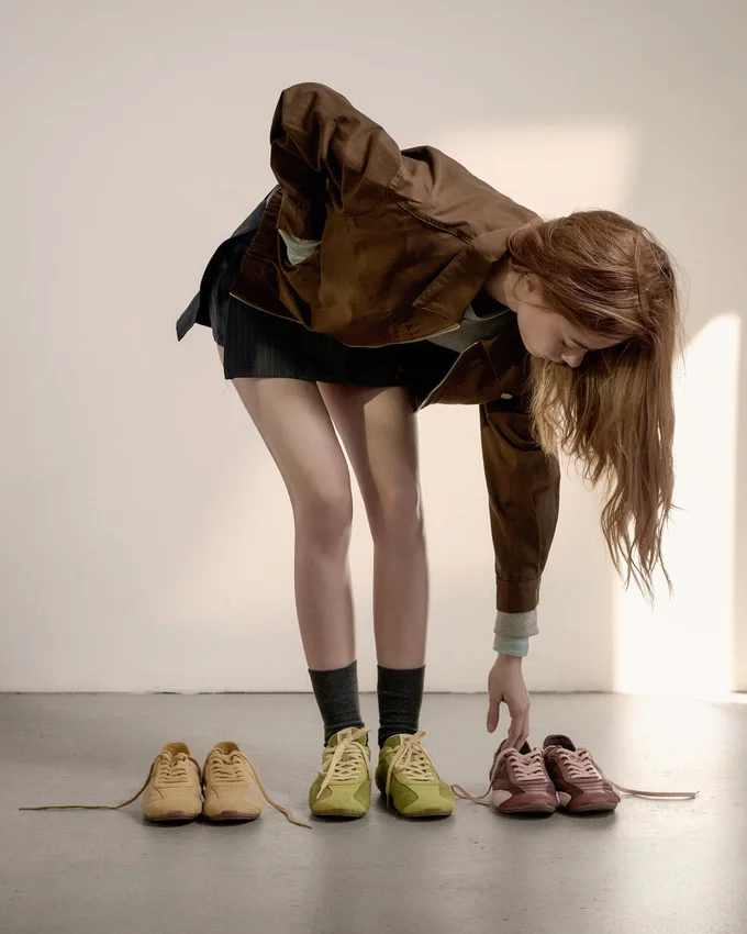 Scarpe da ginnastica Ritmo in pelle scamosciata verde da donna