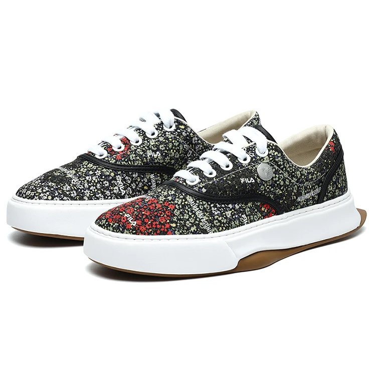 Sneakers a motivi floreali Nero/Verde