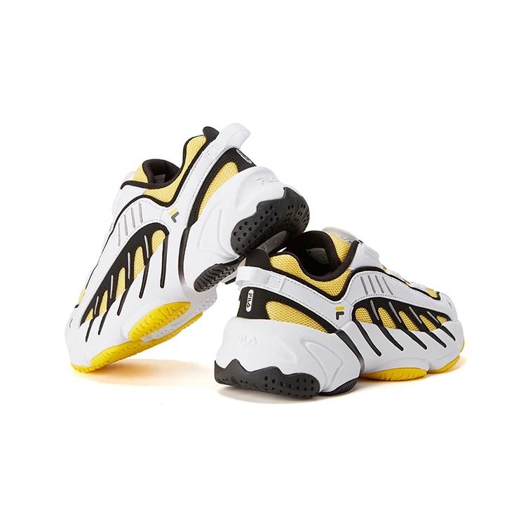 Sneakers basse vintage "Bianco Giallo Nero"
