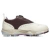 Sneakers da golf con tacchetti "Bianco Marrone"