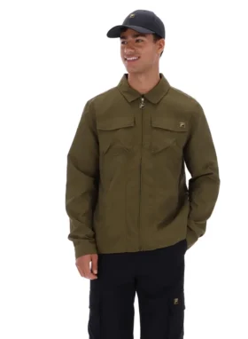 Sovracamicia Kasa con zip frontale, colore verde oliva scuro