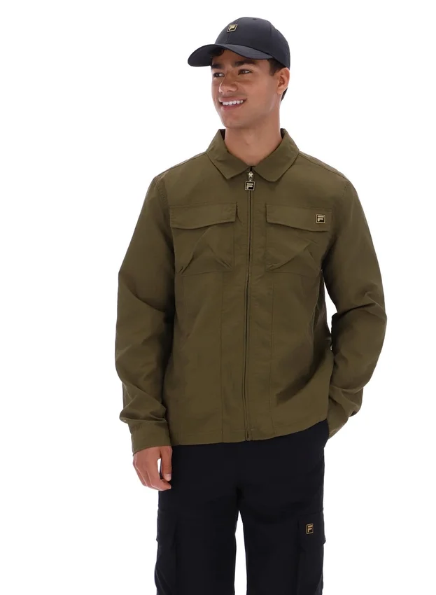 Sovracamicia Kasa con zip frontale, colore verde oliva scuro