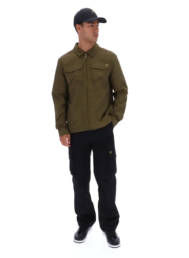 Sovracamicia Kasa con zip frontale, colore verde oliva scuro