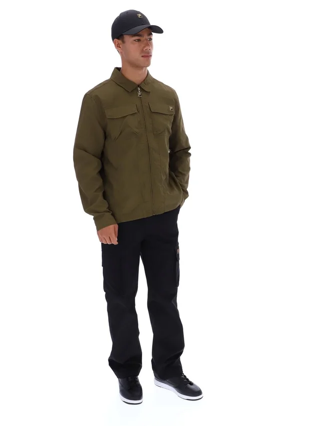 Sovracamicia Kasa con zip frontale, colore verde oliva scuro