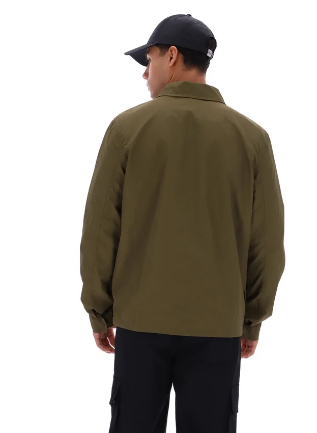 Sovracamicia Kasa con zip frontale, colore verde oliva scuro