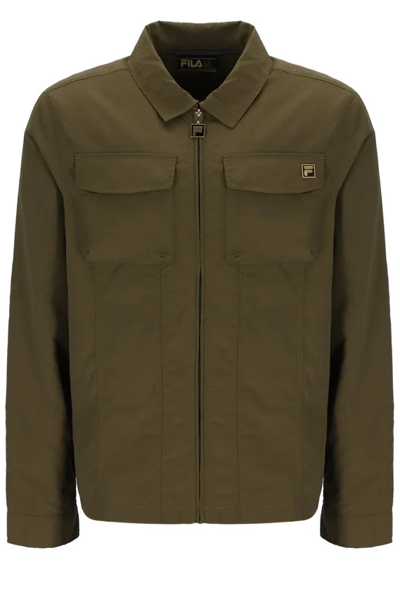 Sovracamicia Kasa con zip frontale, colore verde oliva scuro