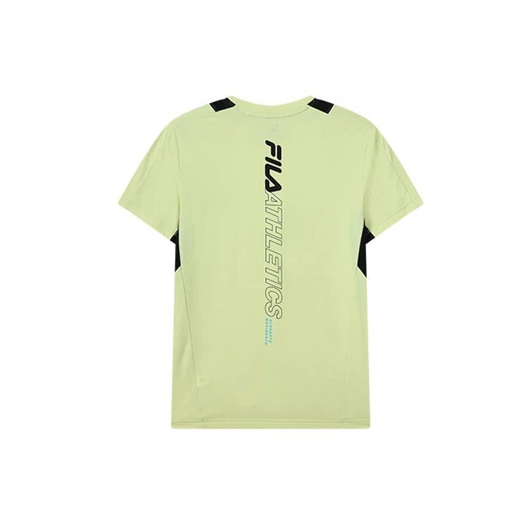 Stampa con lettere del logo, collo rotondo, da uomo, giallo