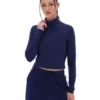 Top corto a collo alto Heidi blu navy