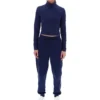 Top corto a collo alto Heidi blu navy