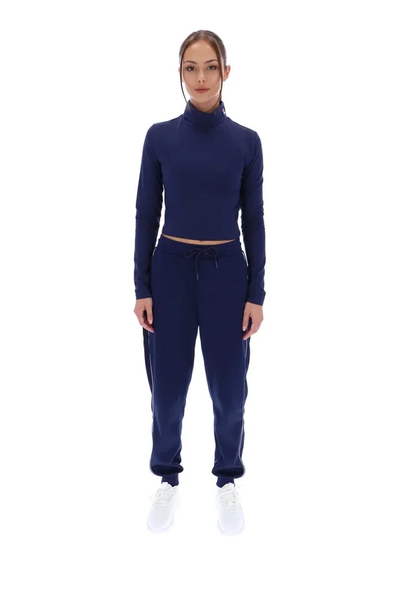 Top corto a collo alto Heidi blu navy