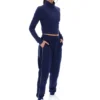 Top corto a collo alto Heidi blu navy