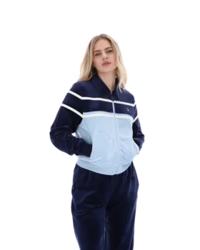 Top corto con zip Fila Giovana blu navy