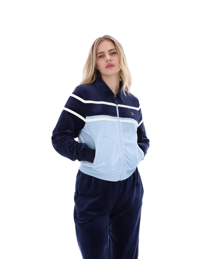 Top corto con zip Fila Giovana blu navy