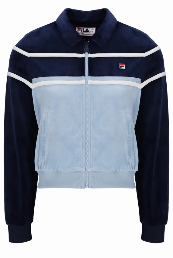 Top corto con zip Fila Giovana blu navy