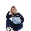 Top corto con zip Fila Giovana blu navy