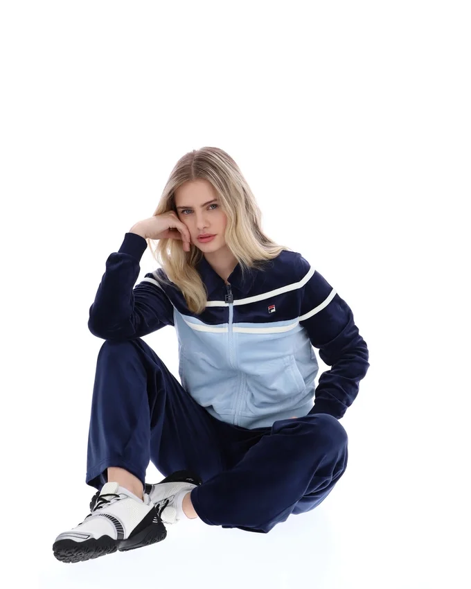Top corto con zip Fila Giovana blu navy