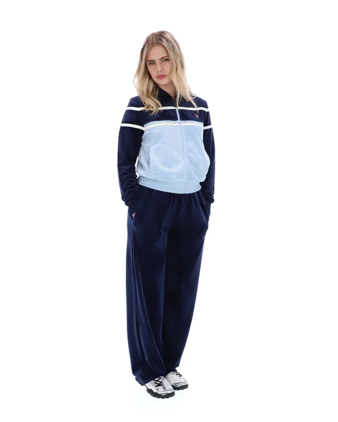Top corto con zip Fila Giovana blu navy