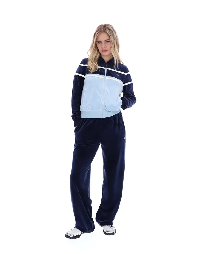 Top corto con zip Fila Giovana blu navy