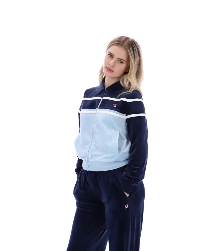 Top corto con zip Fila Giovana blu navy