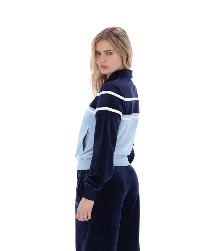 Top corto con zip Fila Giovana blu navy