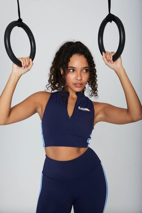 Top corto con zip Fila x TALA SKINLUXE blu navy