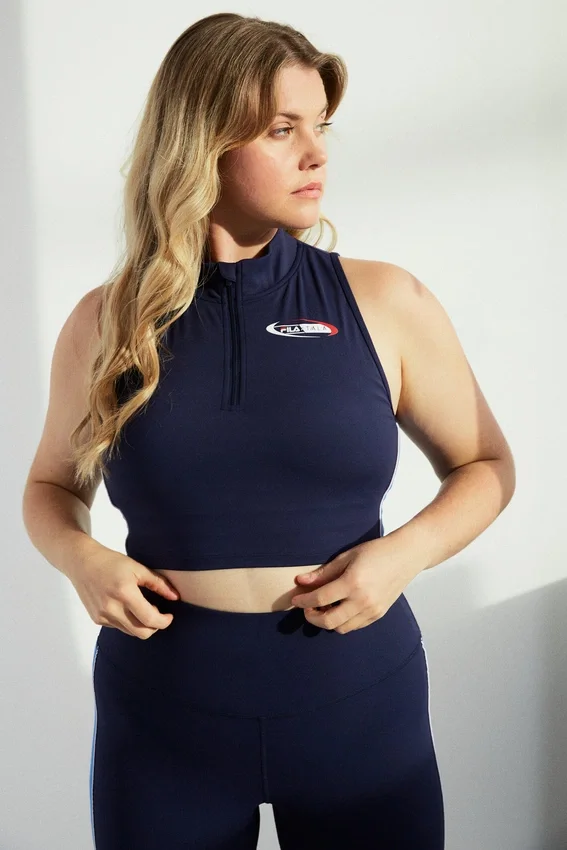 Top corto con zip Fila x TALA SKINLUXE blu navy