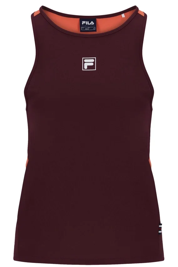 Top da tennis senza maniche da donna color vino