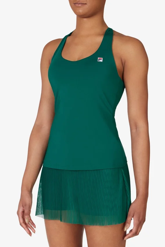 Top da tennis verde con scollo a vogatore
